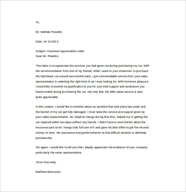 Letter Of Appreciation Templates Sample Appreciation Letter 8 Free Documents Download In