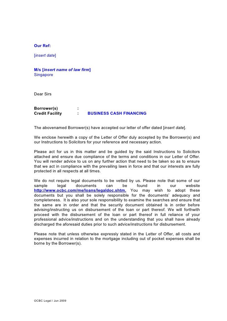 Letter Of Instruction Samples Letter Of Instruction for Business Cash Financing