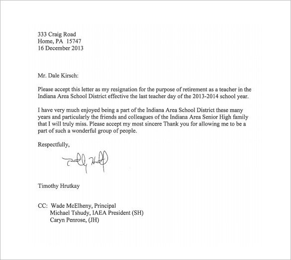 Letter Of Resignation Teacher 14 Teacher Resignation Letter Templates Pdf Doc