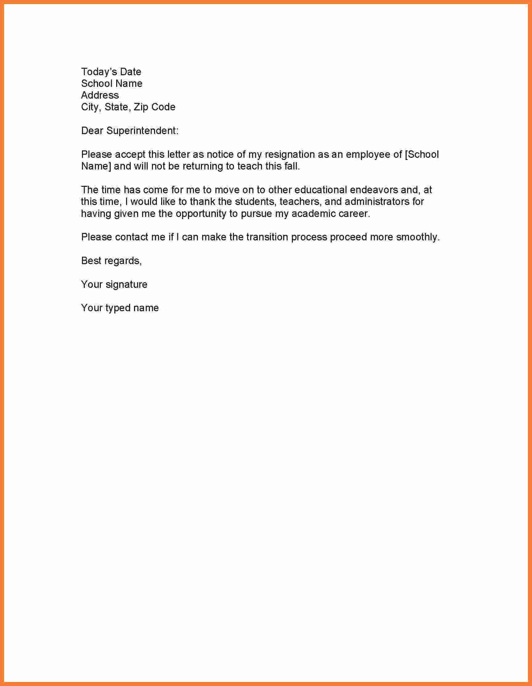 Letter Of Resignation Teacher 7 Letter Of Resignation Teacher