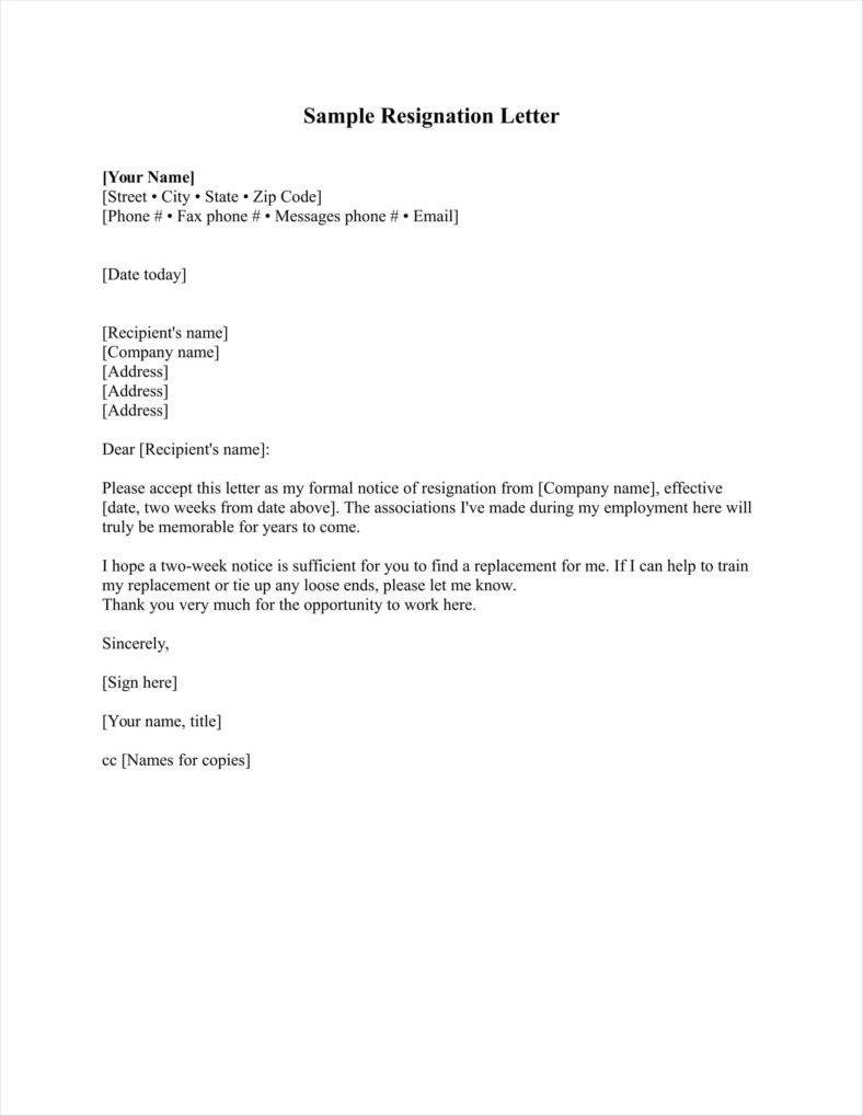 Letter Of Resignation Template Word 33 Simple Resign Letter Templates Free Word Pdf Excel