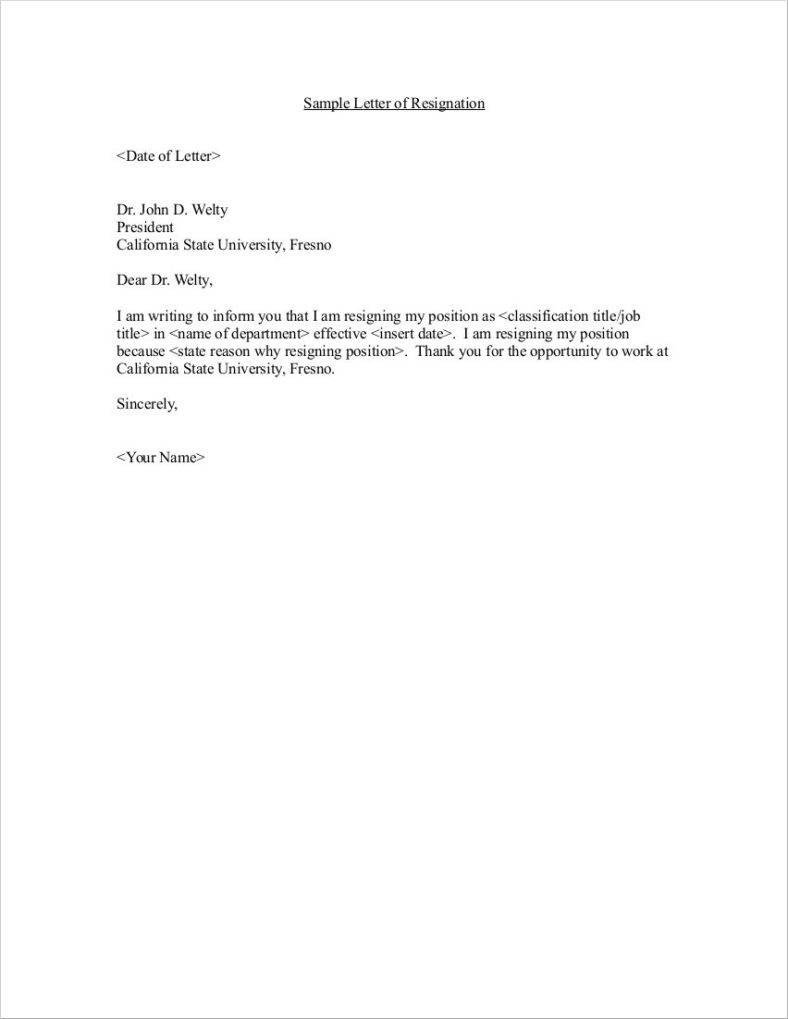 Letter Of Resignation Templates 33 Simple Resign Letter Templates Free Word Pdf Excel