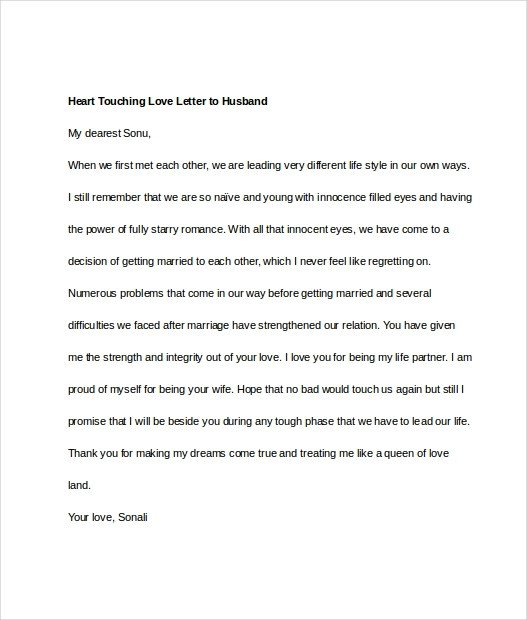 Letter to My Husband 11 Sample Of Love Letters to Husband Pdf Word