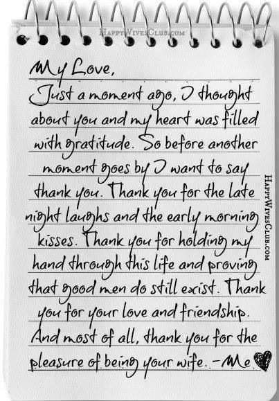 Letter to My Husband Thank You for the Pleasure Of Being Your Wife