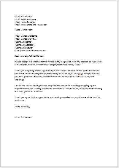 Letters Of Resignation Template Download Seek S Free Standard Resignation Letter Template