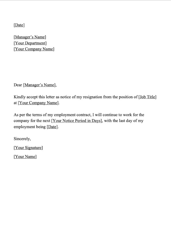Letters Of Resignation Template Resignation Letter Templates