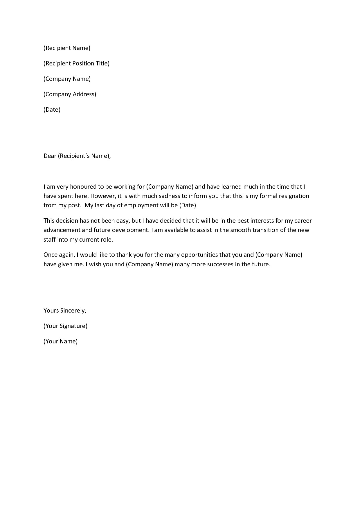 Letters Of Resignation Template Writing A Heartfelt Resignation Letters In Pdf
