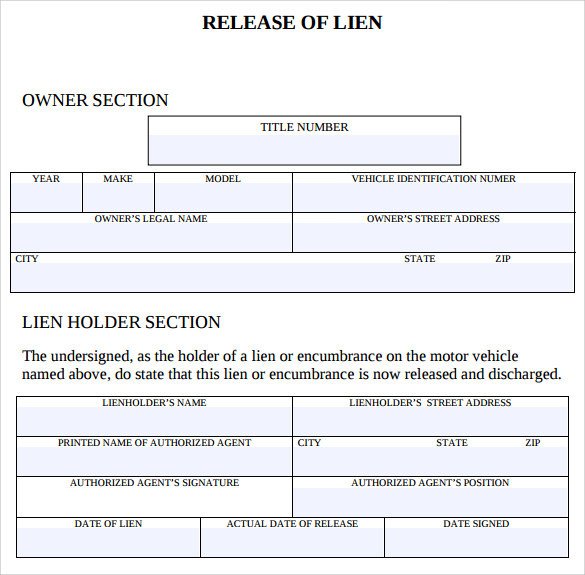 Lien Release Letter Template Sample Lien Release form 8 Download Free Documents In Pdf