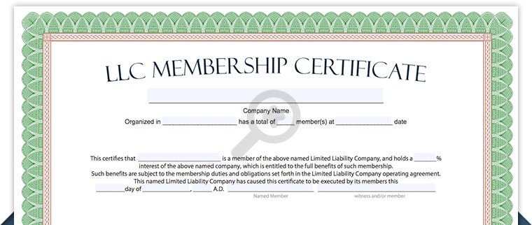 Llc Member Certificate Template Llc Membership Certificate Free Limited Liability