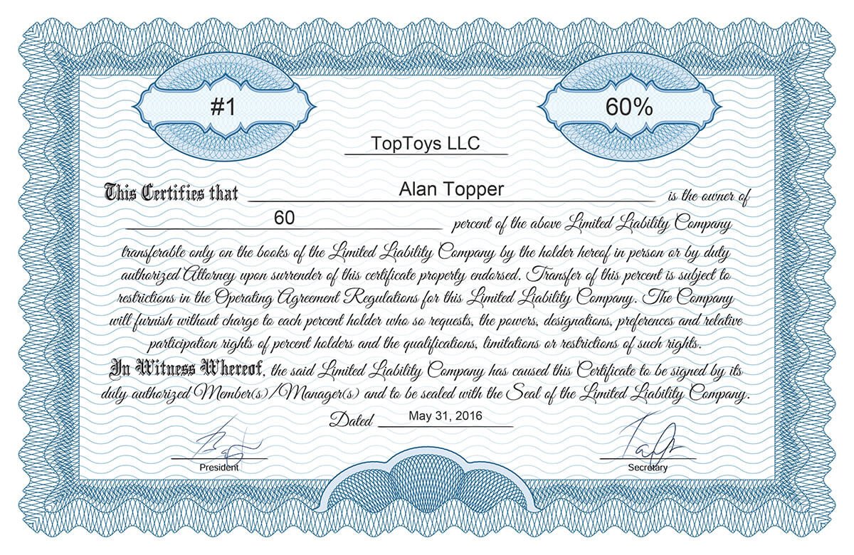 Llc Membership Certificate Template Free Stock Certificate Online Generator