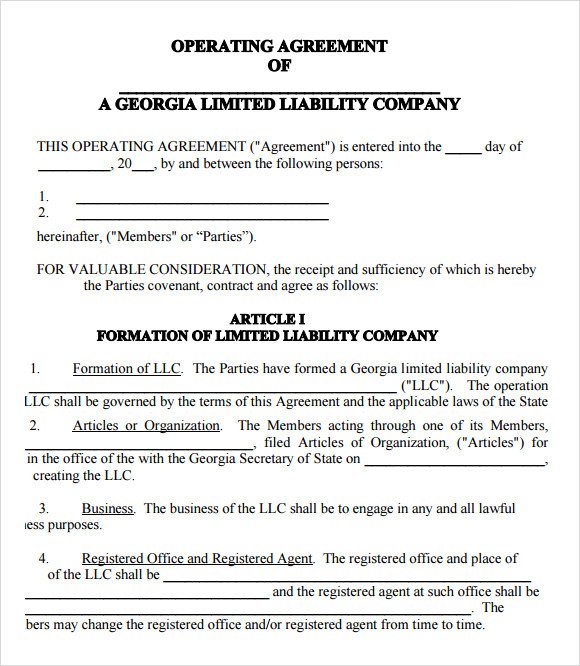 Llc Operating Agreement Template Llc Operating Agreement 11 Download Free Documents In