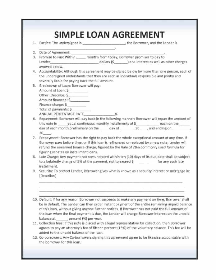 Loan Contract Template Word 14 Loan Agreement Templates Excel Pdf formats