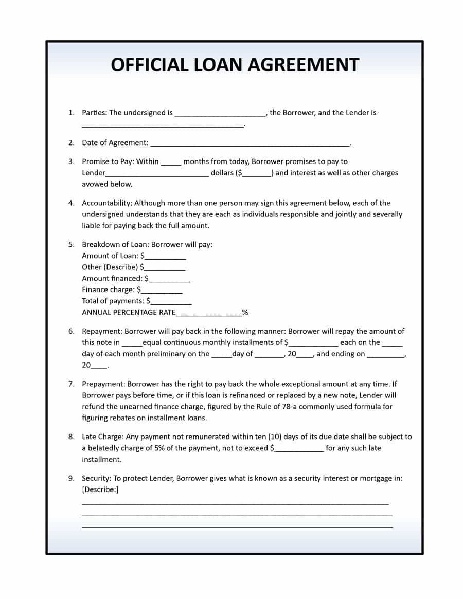 Loan Contract Template Word 40 Free Loan Agreement Templates [word &amp; Pdf] Template Lab