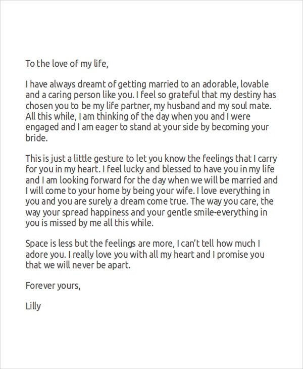Love Letter to Fiance Sample Love Letters for Her 7 Examples In Word