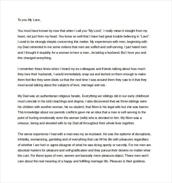 Love Letters for Husband 11 Love Letter Templates to My Husband Doc