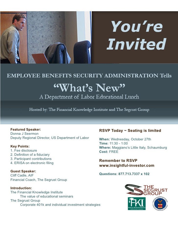Lunch and Learn Invitations 10 27 Fiduciary Lunch and Learn Invitation