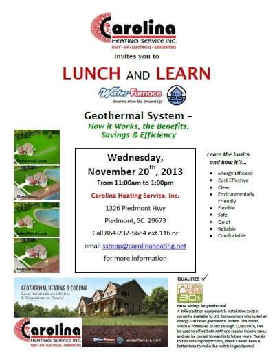 Lunch and Learn Invitations News – Invitation to Lunch and Learn 11 2013 – Geothermal