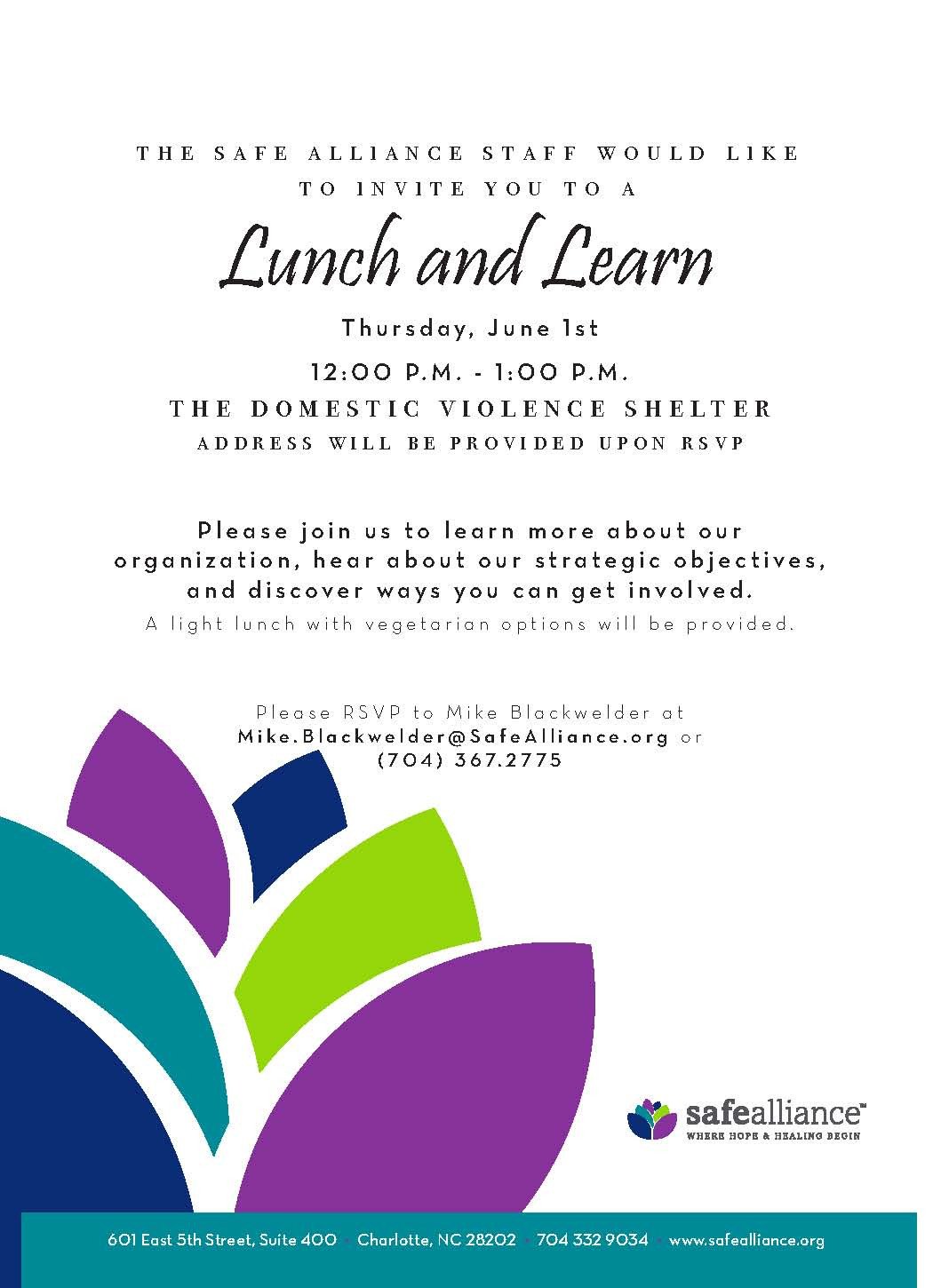 Lunch and Learn Invitations Safe Alliance Newsletter