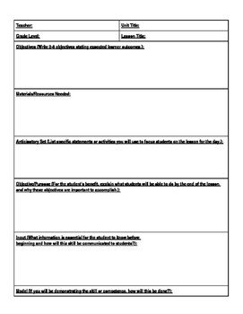 Madeline Hunter Lesson Plan Editable Madeline Hunter Lesson Plan Template by Cameron
