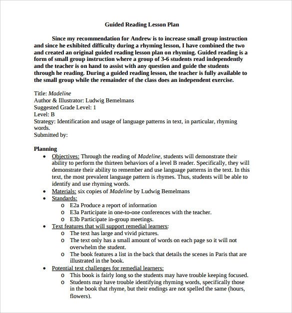 Madeline Hunter Lesson Plan Sample Guided Reading Lesson Plan 9 Documents In Pdf Word