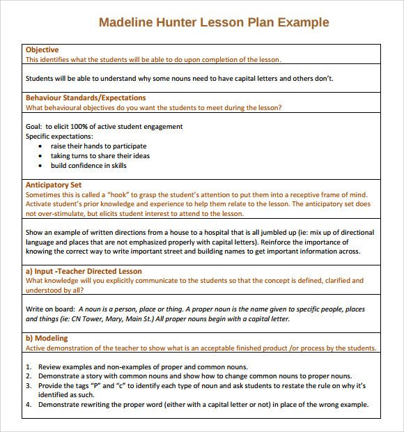 Madeline Hunter Lesson Plan Sample Madeline Hunter Lesson Plan – 11 Documents In Pdf