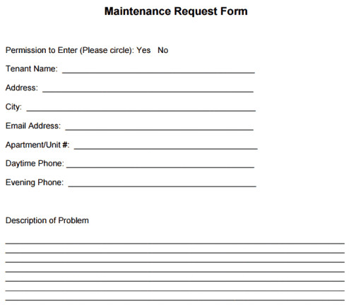 Maintenance Request form Template 6 Free Maintenance Request form Templates Word Excel