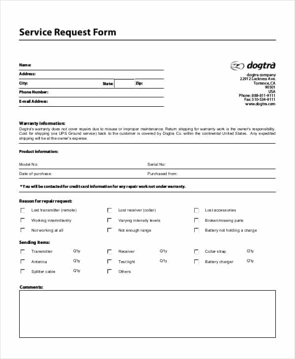 Maintenance Request form Template Service Request form Templates