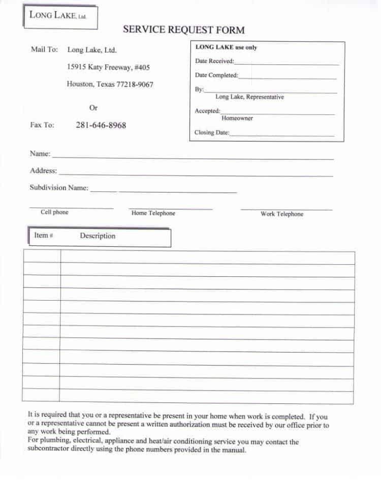 Maintenance Request form Template Service Request form Templates Word Excel Samples