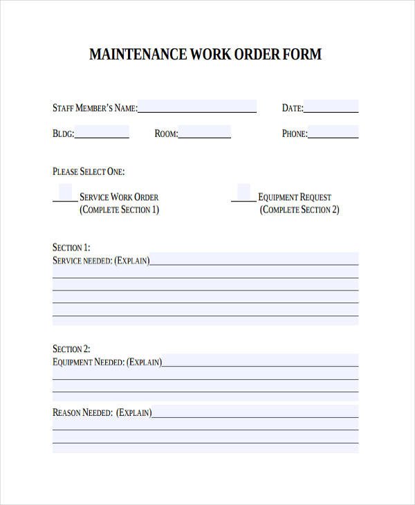 Maintenance Work order Template 28 Work order Templates Ai Psd