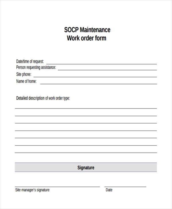 Maintenance Work order Template Printable Maintenance Work order forms