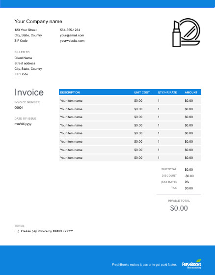 Makeup Artist Invoice Template Makeup Artist Invoice Template Free Download