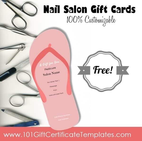 Mani Pedi Gift Certificate Template Nail Salon Gift Certificates Free Nail Salon Gift