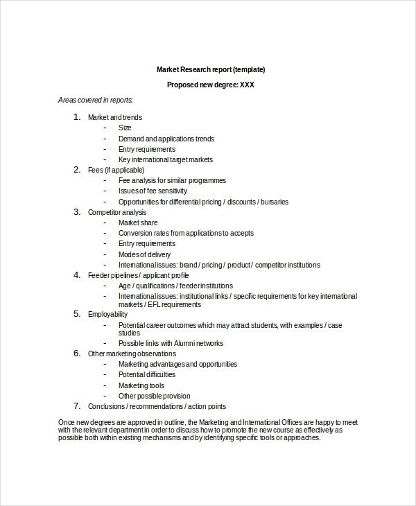 Market Research Report Template 12 Free Marketing Research Templates –word Excel Pdf