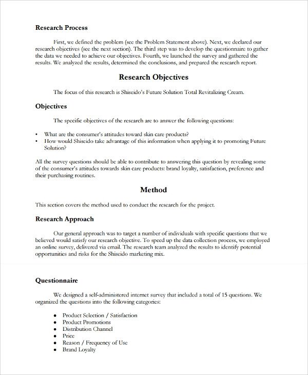 Market Research Report Template 12 Research Report Templates Free Sample Example format