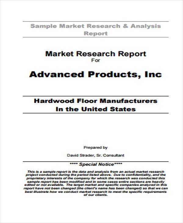 Market Research Report Template 9 Research Report formats Free Sample Example format