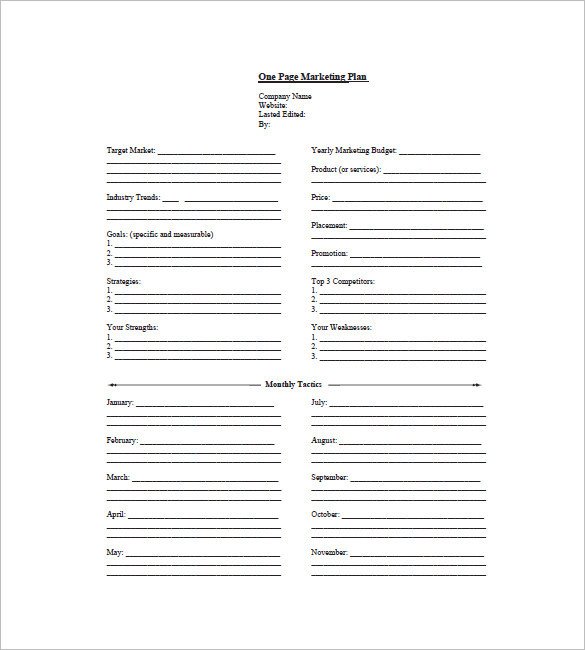 Marketing One Sheet Template 9 E Page Marketing Plan Templates Doc Pdf Excel
