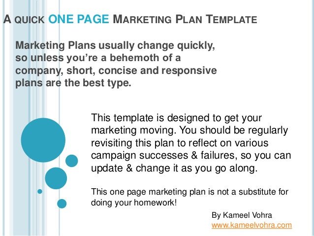 Marketing One Sheet Template A Quick One Page Marketing Plan Template