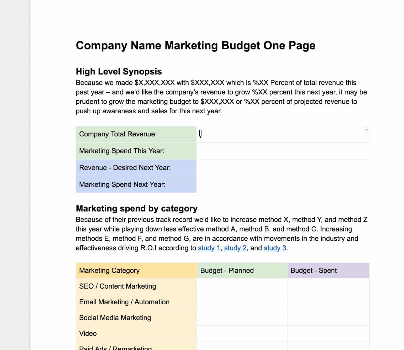 Marketing One Sheet Template Easy Free Marketing Bud Ing E Page Template Marketing One Sheet Template Easy Free Marketing Bud Ing E Page Template