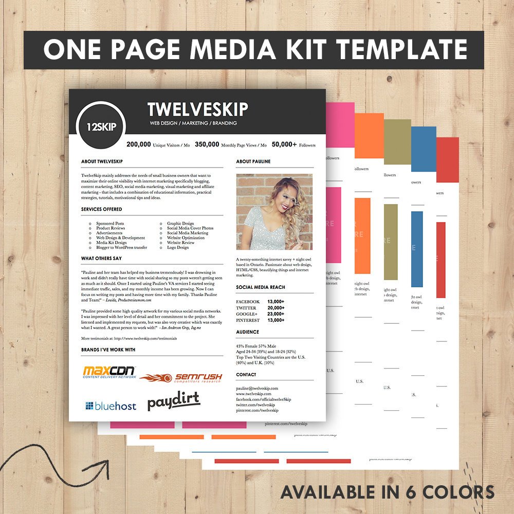Marketing One Sheet Template Media Kit Press Kit Templates Easy to Edit Clean & High