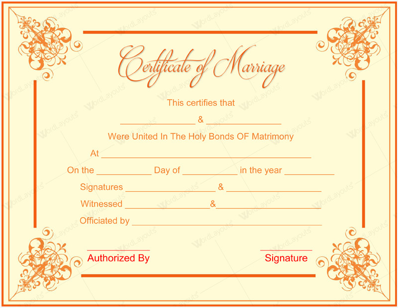 Marriage Certificate Template Microsoft Word 10 Beautiful Marriage Certificate Templates to Try This Season