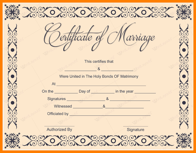 Marriage Certificate Template Microsoft Word 9 Marriage Certificate Template Microsoft Word