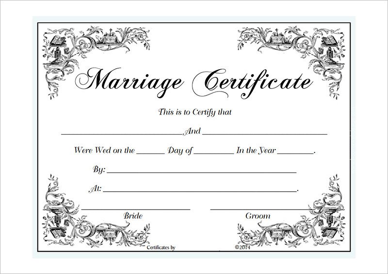 Marriage Certificate Template Microsoft Word Blank Certificate Template