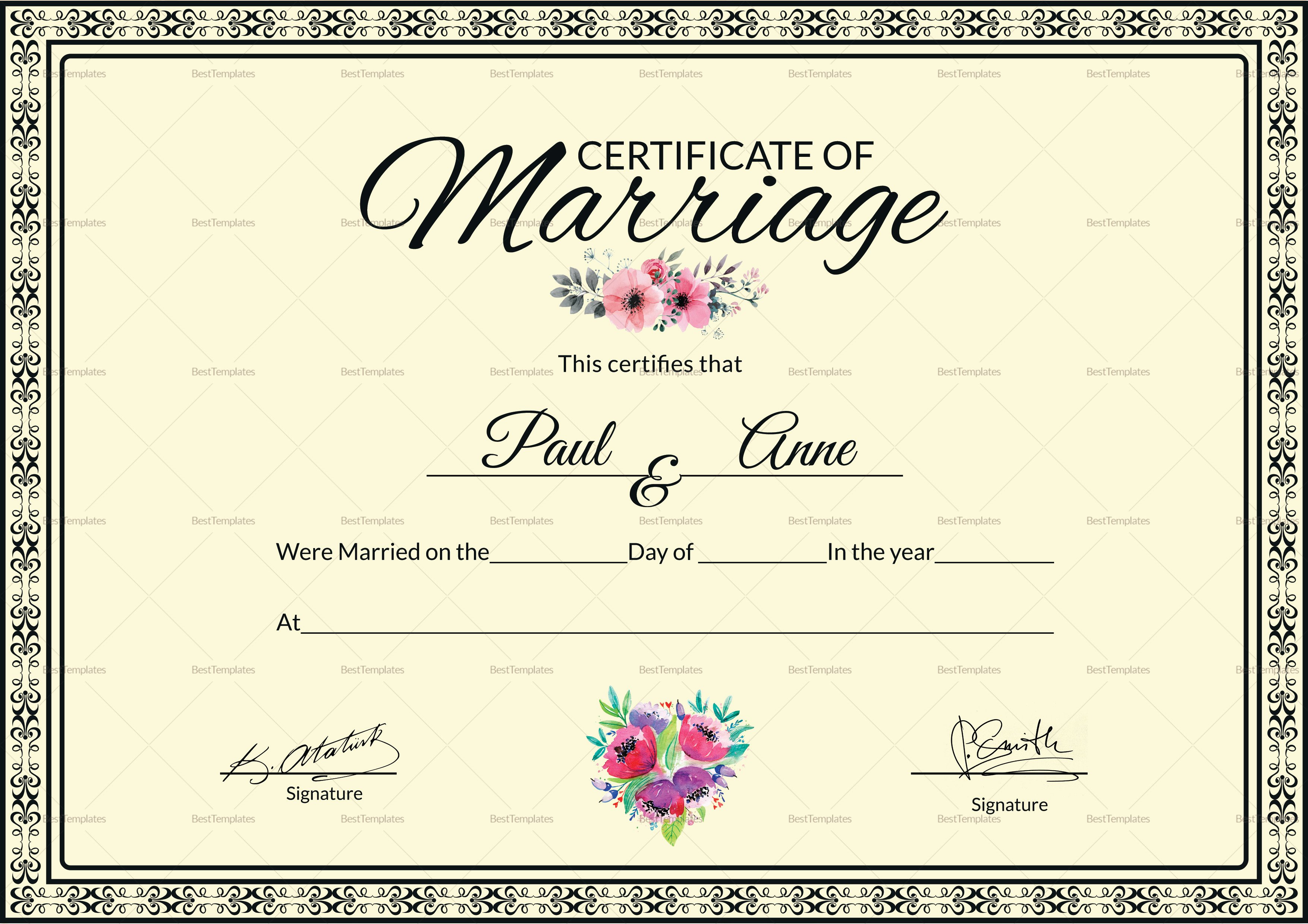 Marriage Certificate Template Microsoft Word Marriage Certificate Design Template In Psd Word