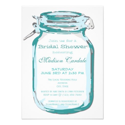 Mason Jar Invitation Template Teal Mason Jar Country Bridal Shower Invitations 4 5&quot; X 6
