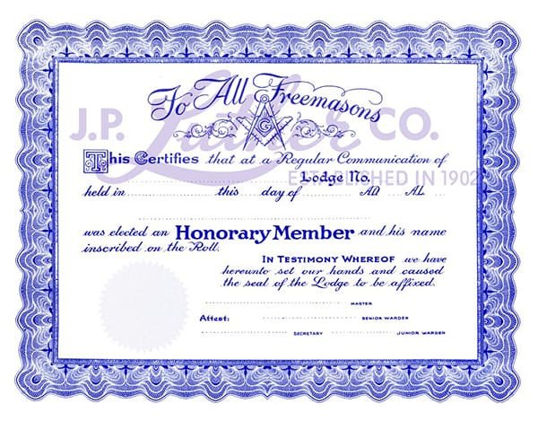 Masonic Certificate Template Free Free Honorary Masonic Membership Certificate Fossil Bluff