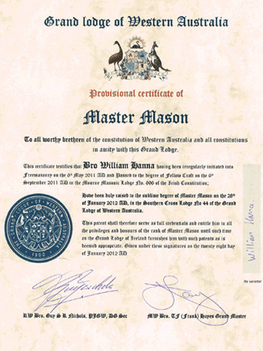Masonic Certificate Template Free Our Australian Brethren