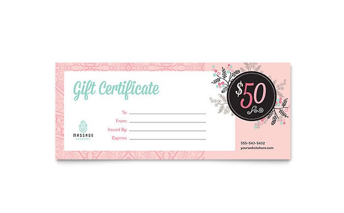Massage Gift Certificate Template Massage Gift Certificate Template Word & Publisher