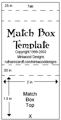 Matchbox Rockets Template Mirkwood Designs Match Box Template