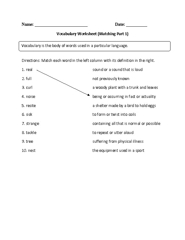 Matching Test Template Microsoft Word Matching Vocabulary Quiz Template
