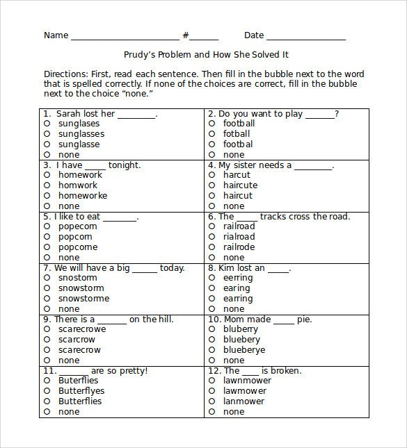 Matching Test Template Microsoft Word Sample Spelling Test Template 14 Free Documents In Pdf
